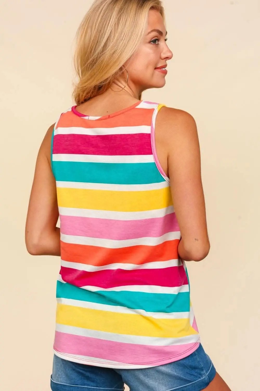 Trendsi Striped Tank Top With Haptics Texture — Casual Summer Wear