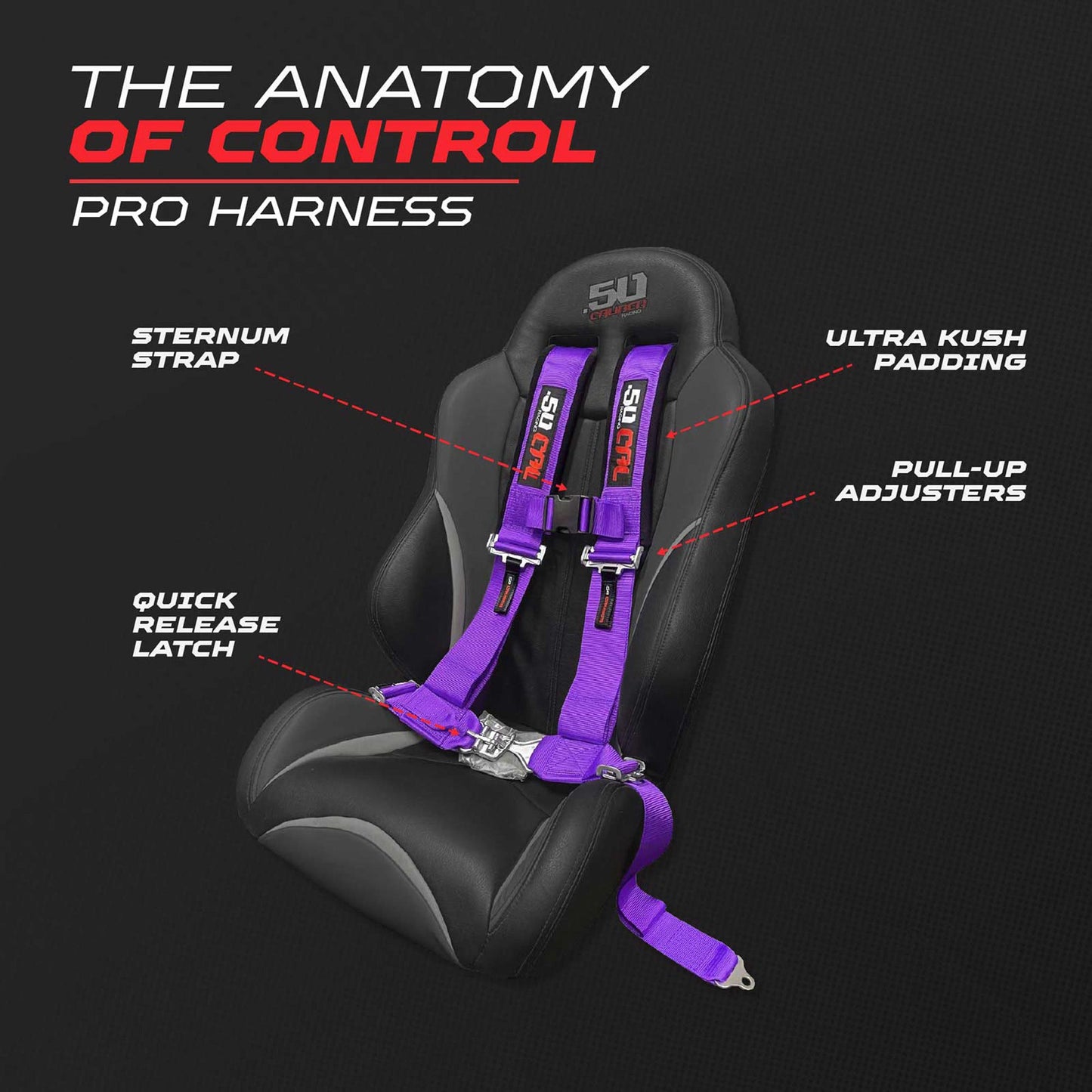 Pro Series 2" 4 point Latch Harness 50 Caliber Racing Harness
