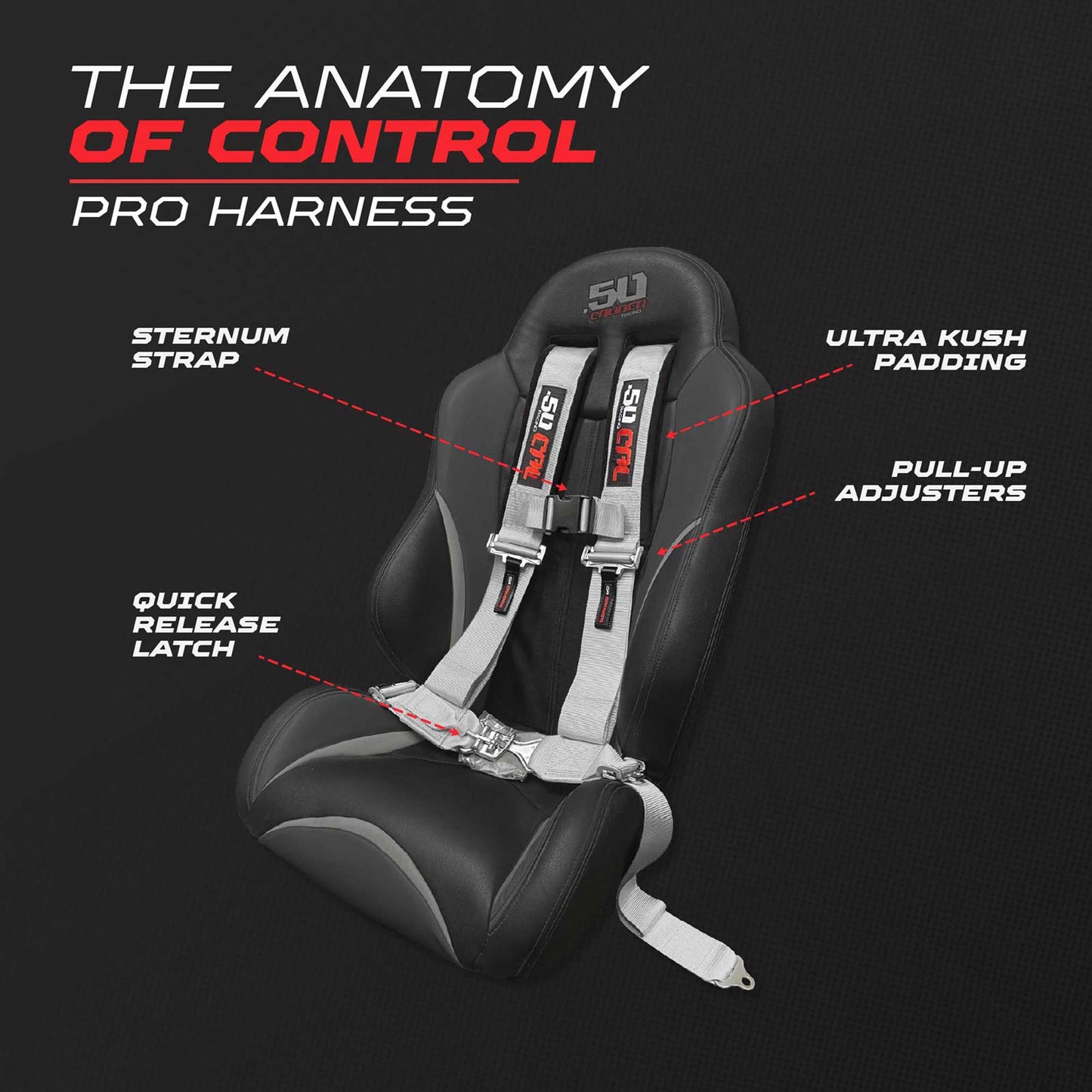 Pro Series 2" 4 point Latch Harness 50 Caliber Racing Harness