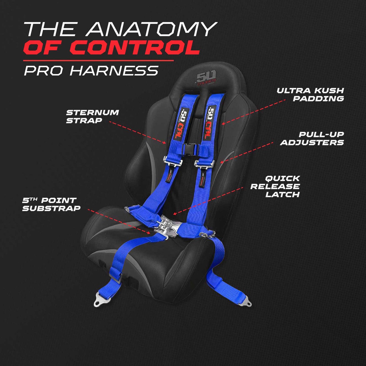 2" 5 point Pro Series Latch Harness 50 Caliber Racing Harness