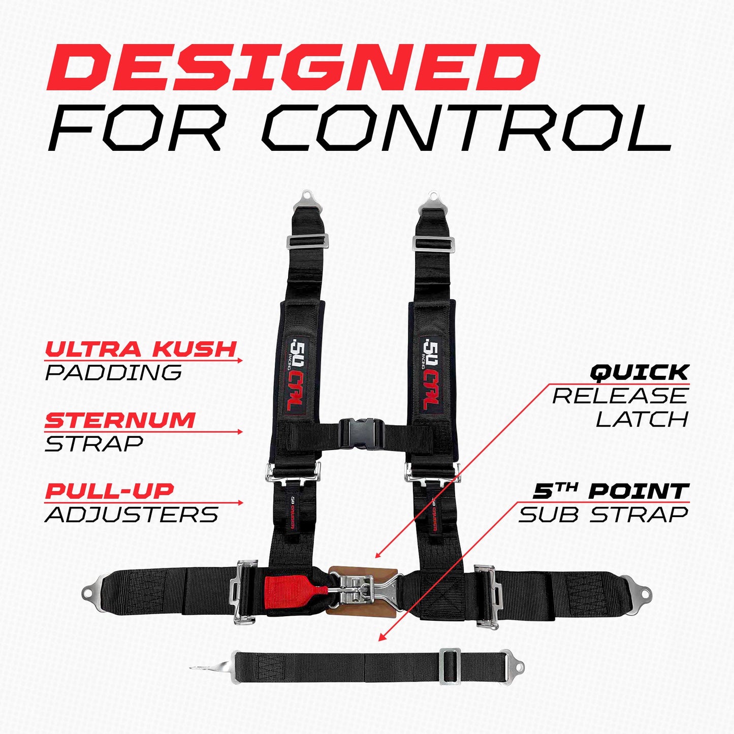 2" 5 point Pro Series Latch Harness 50 Caliber Racing Harness