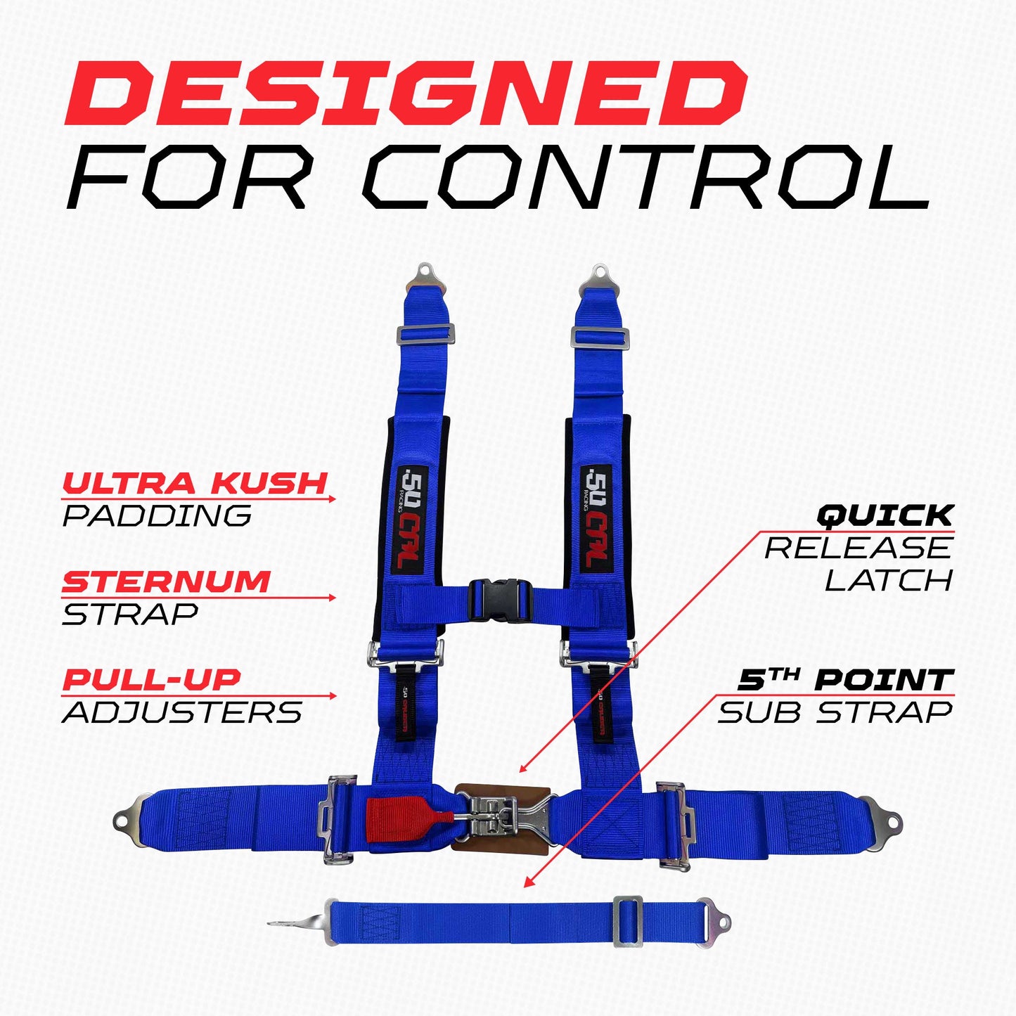 2" 5 point Pro Series Latch Harness 50 Caliber Racing Harness
