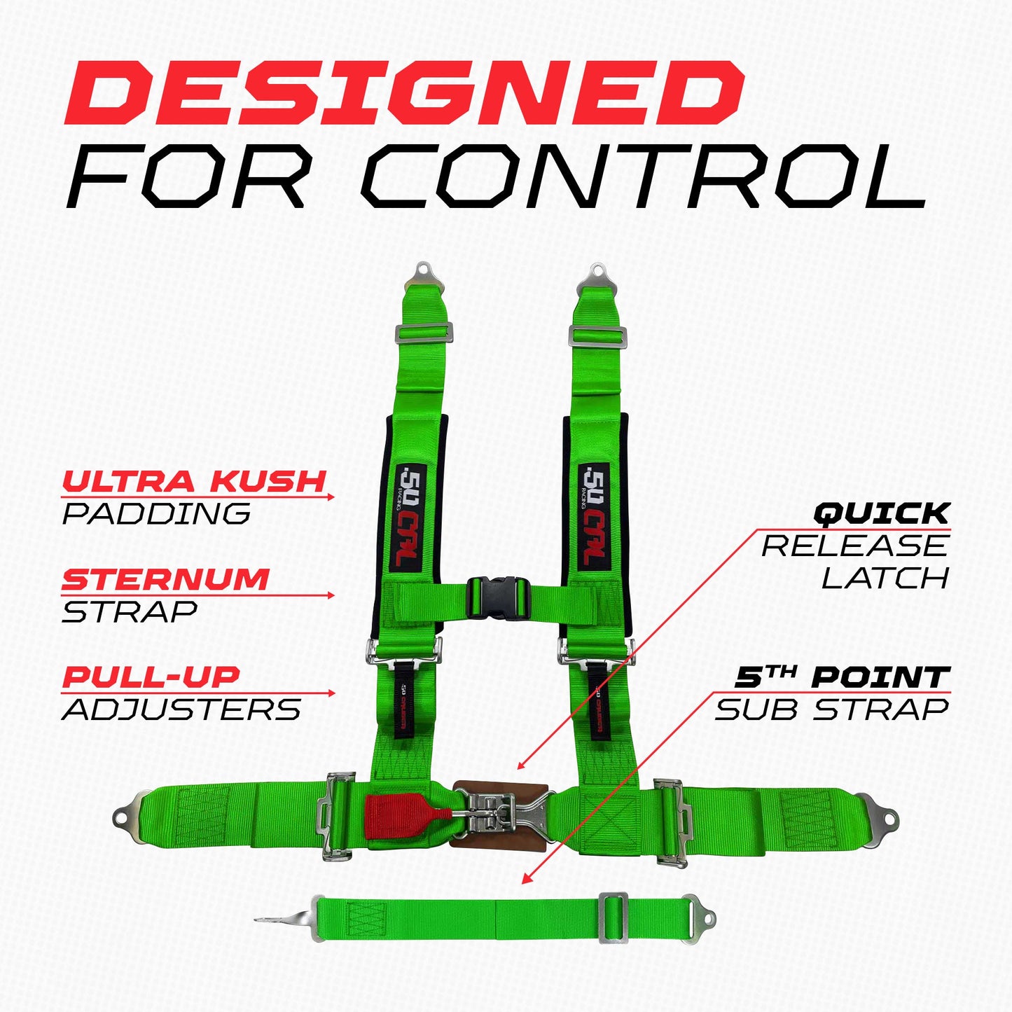 3" 5 point Pro Series Latch Harness 50 Caliber Racing Harness
