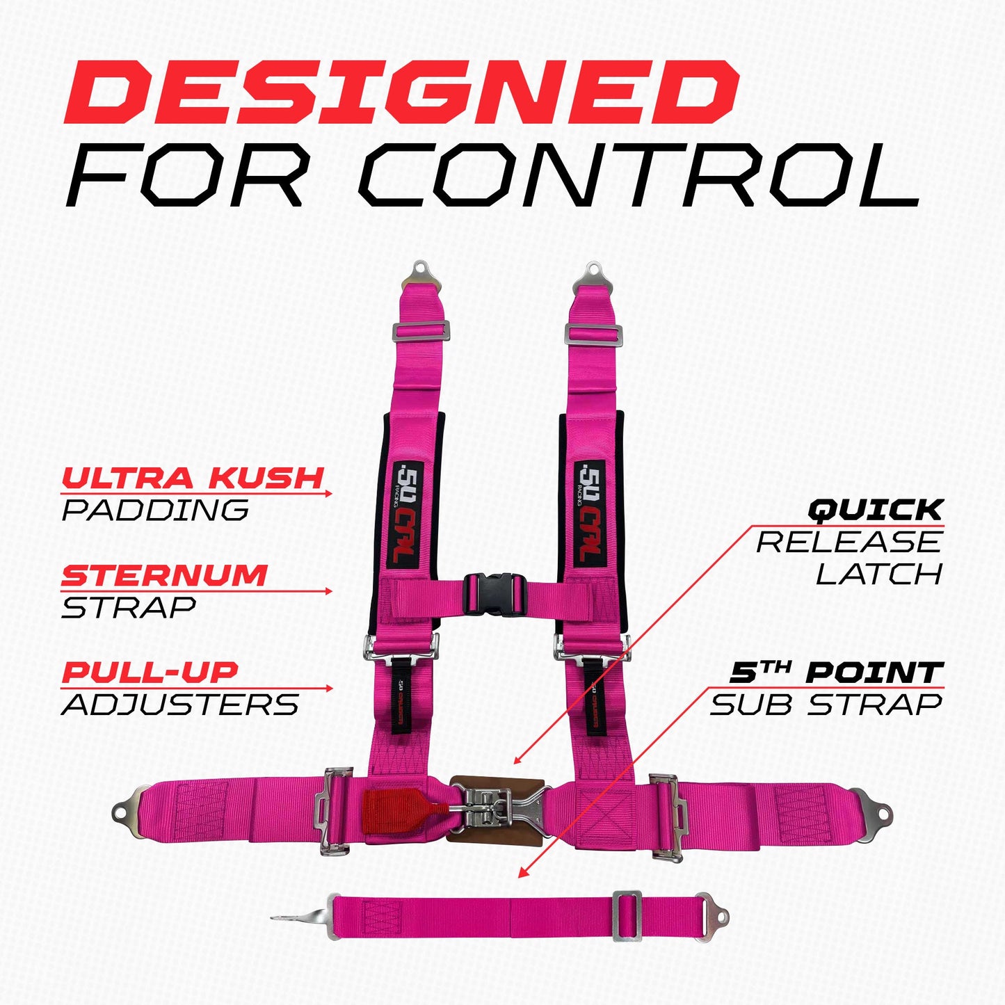2" 5 point Pro Series Latch Harness 50 Caliber Racing Harness