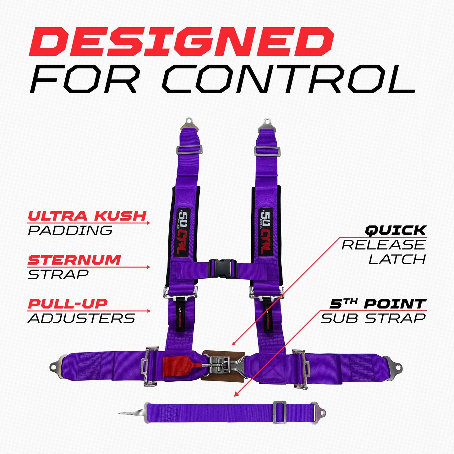 3" 5 point Pro Series Latch Harness 50 Caliber Racing Harness