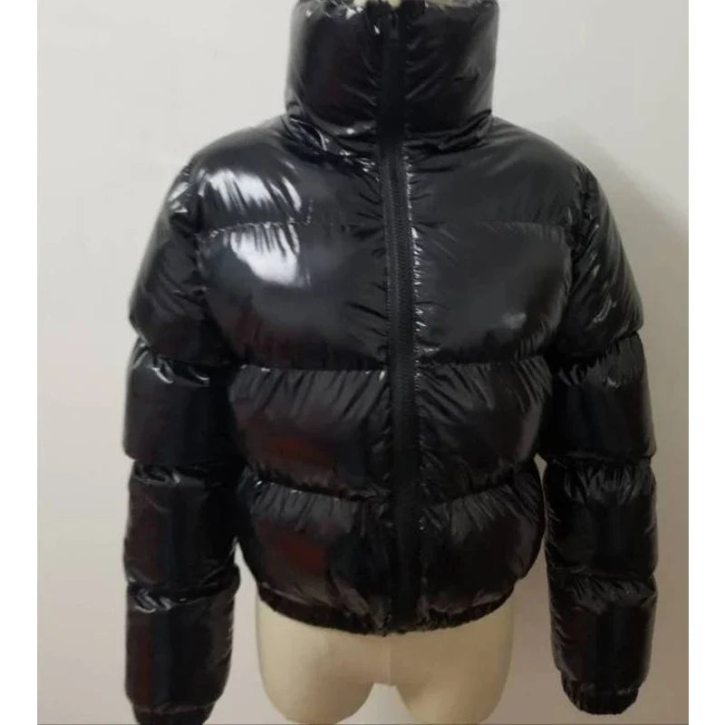 Winter Women Puffer Jackets Warm Bubble trench Coat Down Parka Outcoat Zipper Jacket Pink Cute Cropped Parka Abrigos Mujer