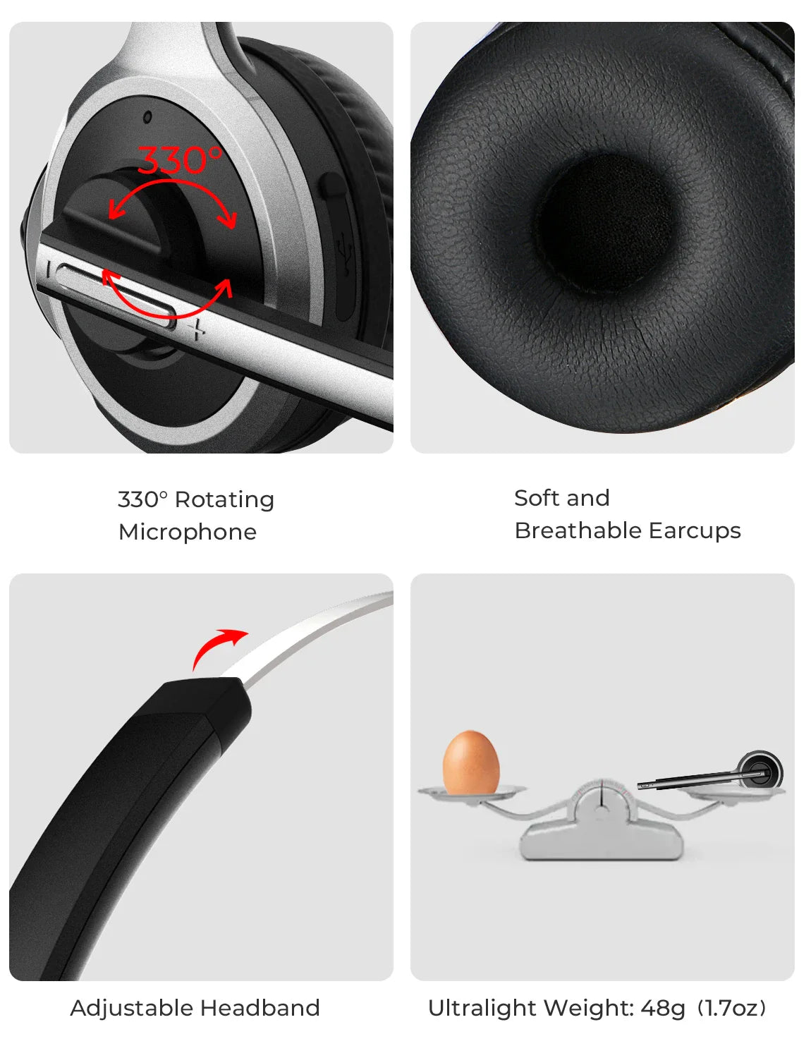 1/2PCS Mpow M5 Wireless Headphones Bluetooth Headset with Mic Noise Canceling Computer Headphone for PC Laptop Truck Driver Call