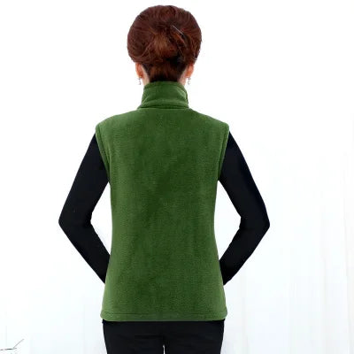 plus Size Women's Polar Fleece Vest Sleeveless Large Zipper Jacket Autumn Fashion Leisure Gilet for Women