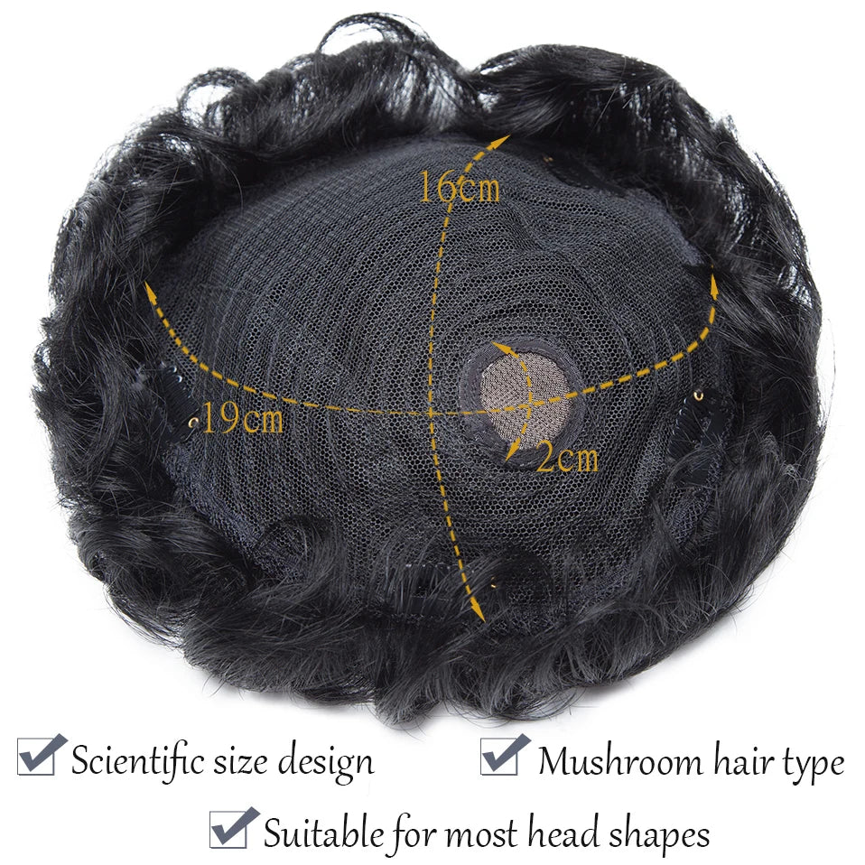 S-noilite 16x19cm 35g Bisopé para hombre Sistema de reemplazo de cabello humano Suplementos capilares Postizo 4 pulgadas Peluca para hombre Extensiones de cabello con clip