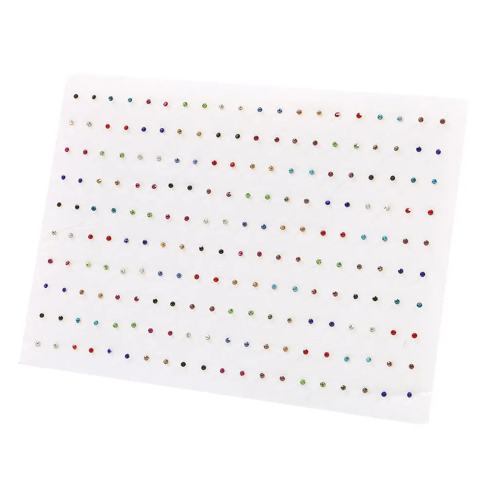 100pairs Acrylic Crystal Heart Star Moon Small Stud Earrings Set for