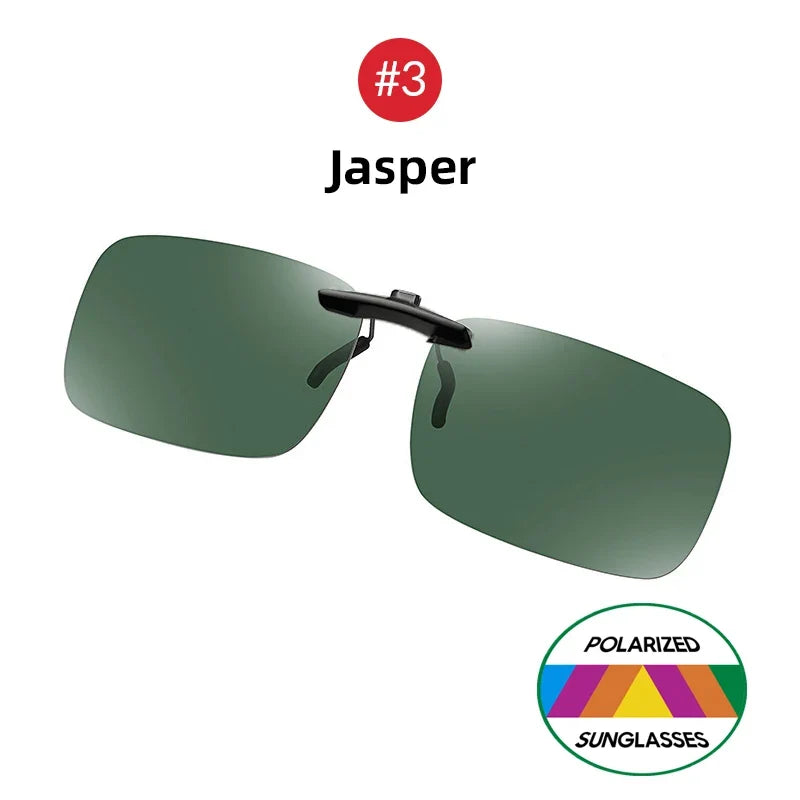 VIVIBEE Mens Fishing Clip On Sunglasses Mirror Blue Eyeglasses Polarized UV400 Women Square Night Vision Driving Sun Glasses