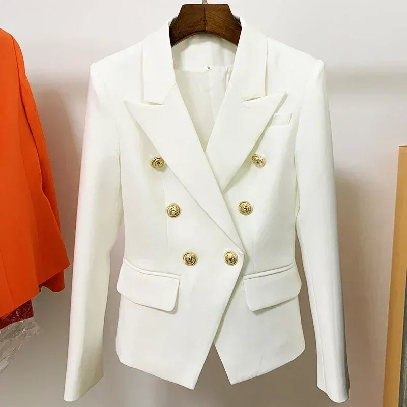 CHAQUETA DE ALTA CALIDAD Nuevo Modelo 2024 Chaqueta de diseñador para mujer Clásica cruzada con botones de león de metal Blazer Tallas S-5XL