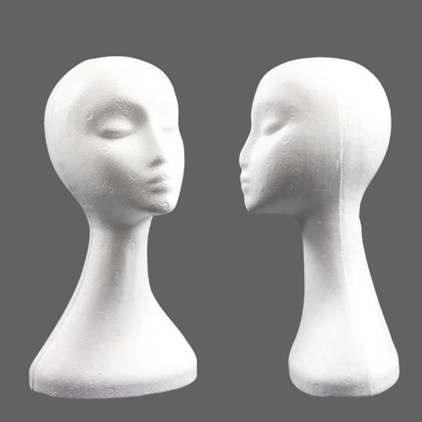 Maniquí de cabeza de espuma de poliestireno de 19.5 pulgadas para pelucas de mujer, para estilizar, modelar y exhibir pelucas, sombreros y postizos de mujer
