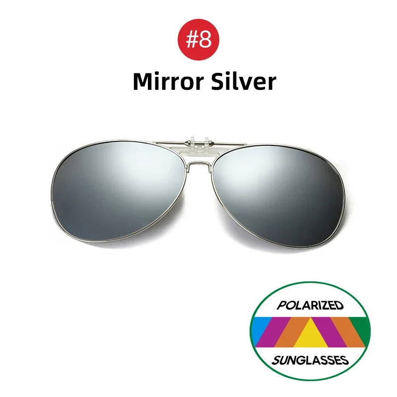 VIVIBEE Oversized Pilot Flip Up Clip on Sunglasses Polarized Men Driving Alloy Frame Big Size Women Aviation Glasses Clips
