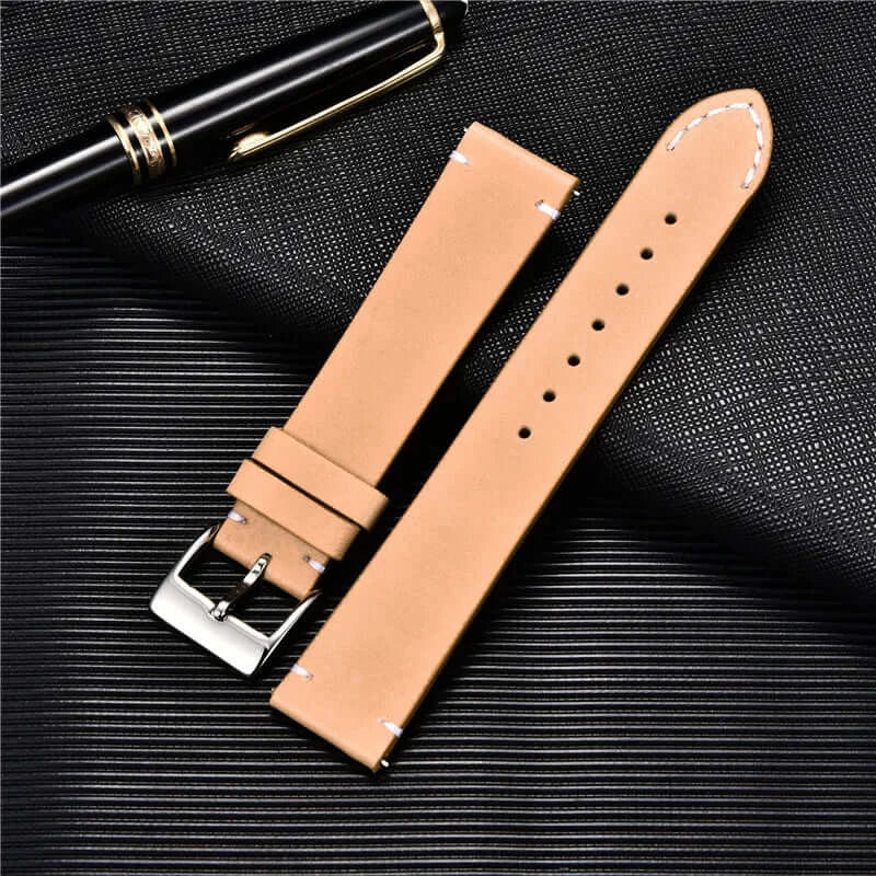 TicWatch Pro 5, Pro 3 & E3 Minimal Leather Band with Accent Stitches