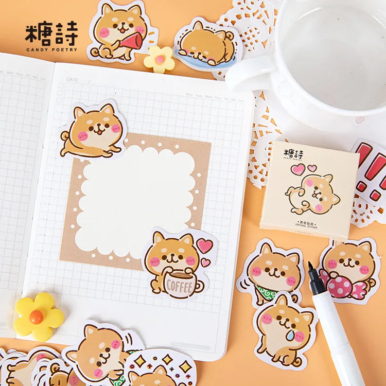45 pegatinas Kawaii Shiba Inu