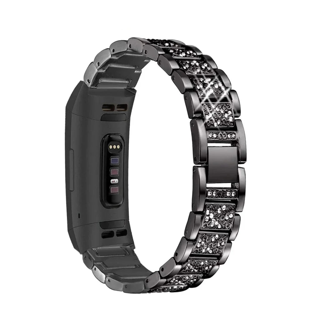 Fitbit Charge 6, 5, 4 & 3 Rhinestone Panel Bracelet Band
