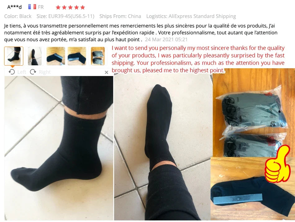 HSS 5/10 Pairs Men's Cotton Blend Socks Black Business Men Socks Soft Breathable Summer Winter for Male Socks Plus Size (6.5-14)
