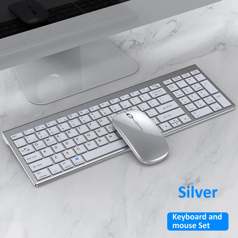 Bluetooth 5.0 2.4G Wireless Keyboard and Mouse Combo Mini Multimedia Keyboard Mouse Set for Laptop PC TV iPad Macbook Android