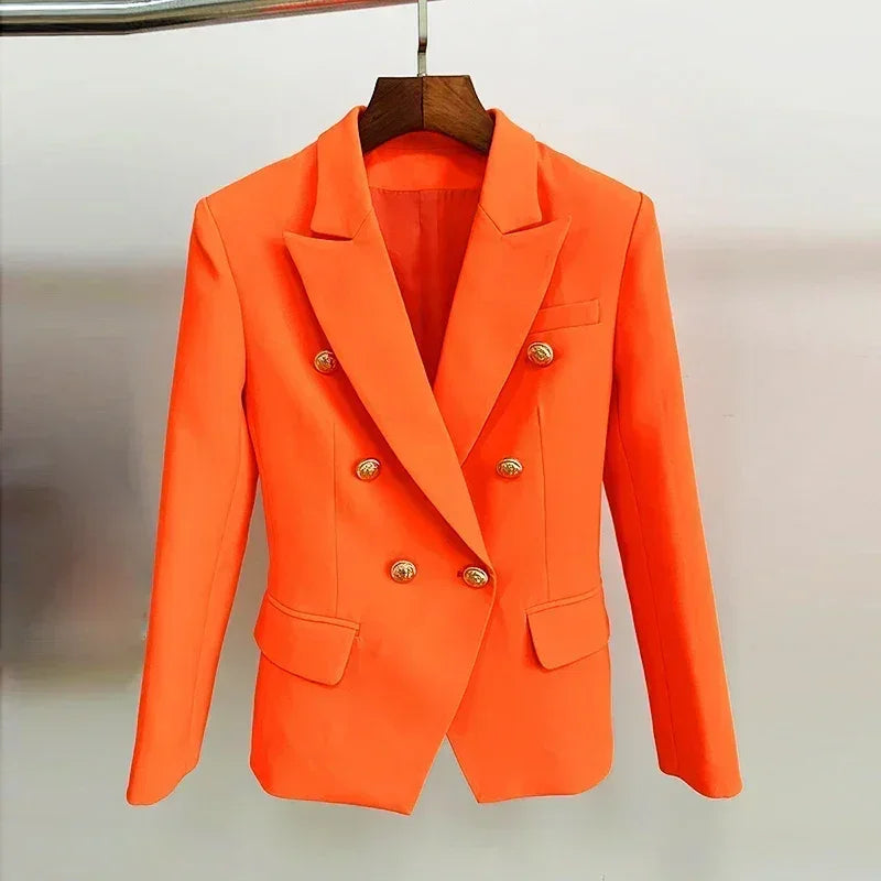 CHAQUETA DE ALTA CALIDAD Nuevo Modelo 2024 Chaqueta de diseñador para mujer Clásica cruzada con botones de león de metal Blazer Tallas S-5XL