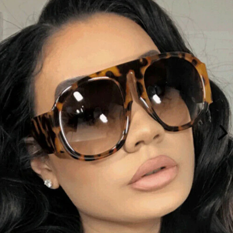 Gafas de sol de piloto con lentes degradadas para mujer, de moda, de marca, de montura grande, transparentes, para mujer 2021, gafas de sol transparentes