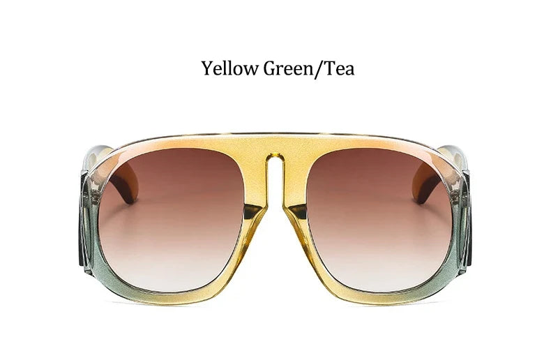 Gafas de sol de piloto con lentes degradadas para mujer, de moda, de marca, de montura grande, transparentes, para mujer 2021, gafas de sol transparentes