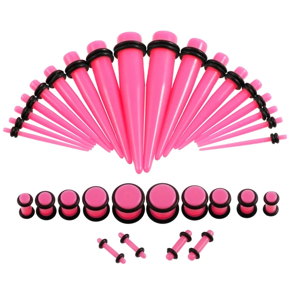 36pcs/lot Acrylic Ear Gauge Taper and Plug Stretching Kits Mixed Color