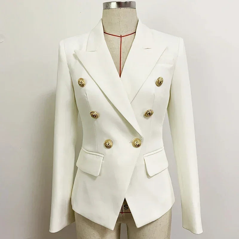 CHAQUETA DE ALTA CALIDAD Nuevo Modelo 2024 Chaqueta de diseñador para mujer Clásica cruzada con botones de león de metal Blazer Tallas S-5XL