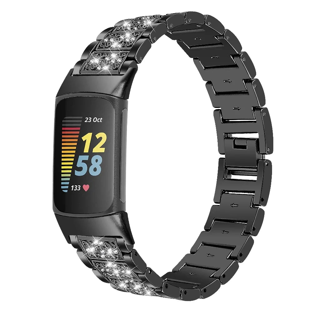 Fitbit Charge 6, 5, 4 & 3 Rhinestone Panel Bracelet Band