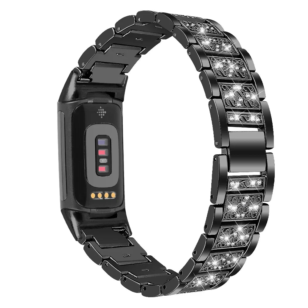 Fitbit Charge 6, 5, 4 & 3 Rhinestone Panel Bracelet Band