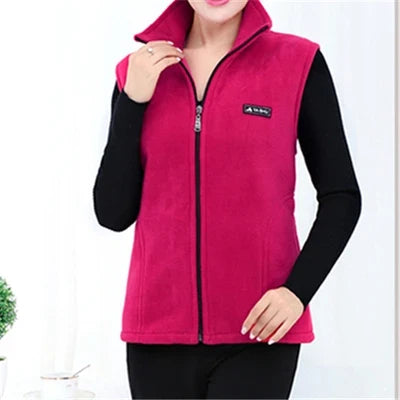 plus Size Women's Polar Fleece Vest Sleeveless Large Zipper Jacket Autumn Fashion Leisure Gilet for Women