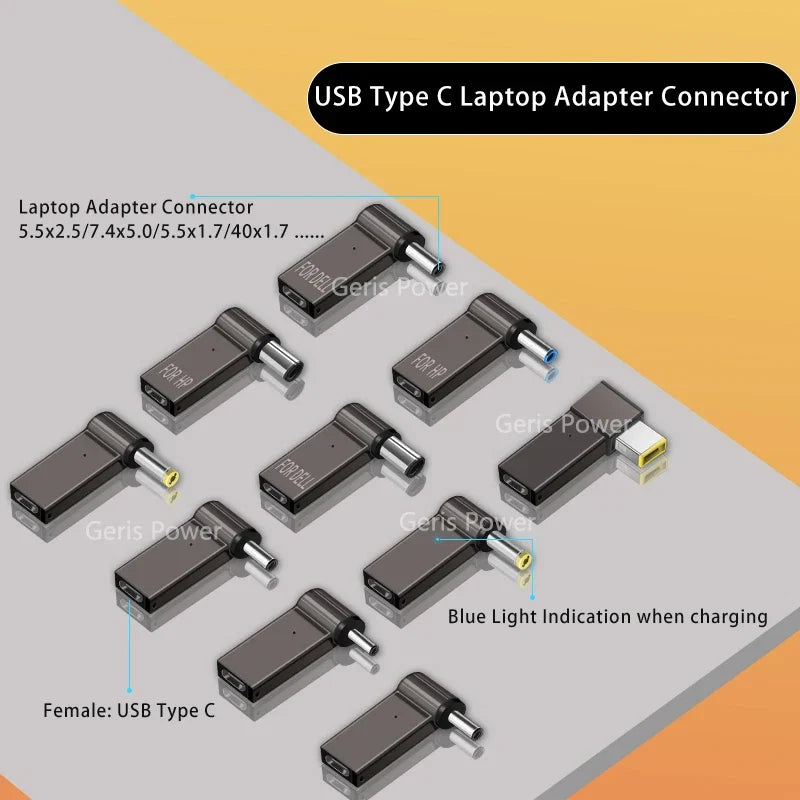 100W USB Type C Fast Charging Adapter Plug Connector Universal USB C Laptop Charger Converter for Dell Asus Hp Acer Lenovo