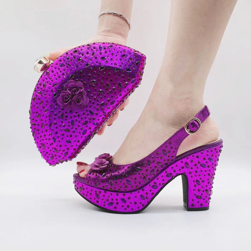 Conjunto de zapatos italianos con bolsos a juego HKV1-8