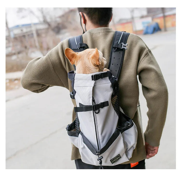 Mochila de transporte para perros, senderismo, viajes, ventilación al aire libre, malla deportiva para exteriores