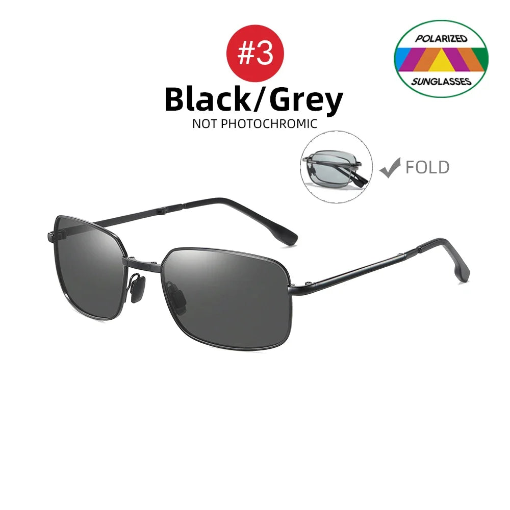 VIVIBEE Men Folding Photochromic Sunglasses with Polarized Lens Rectangle Metal Summer Male Shades 2026 Trending Products
