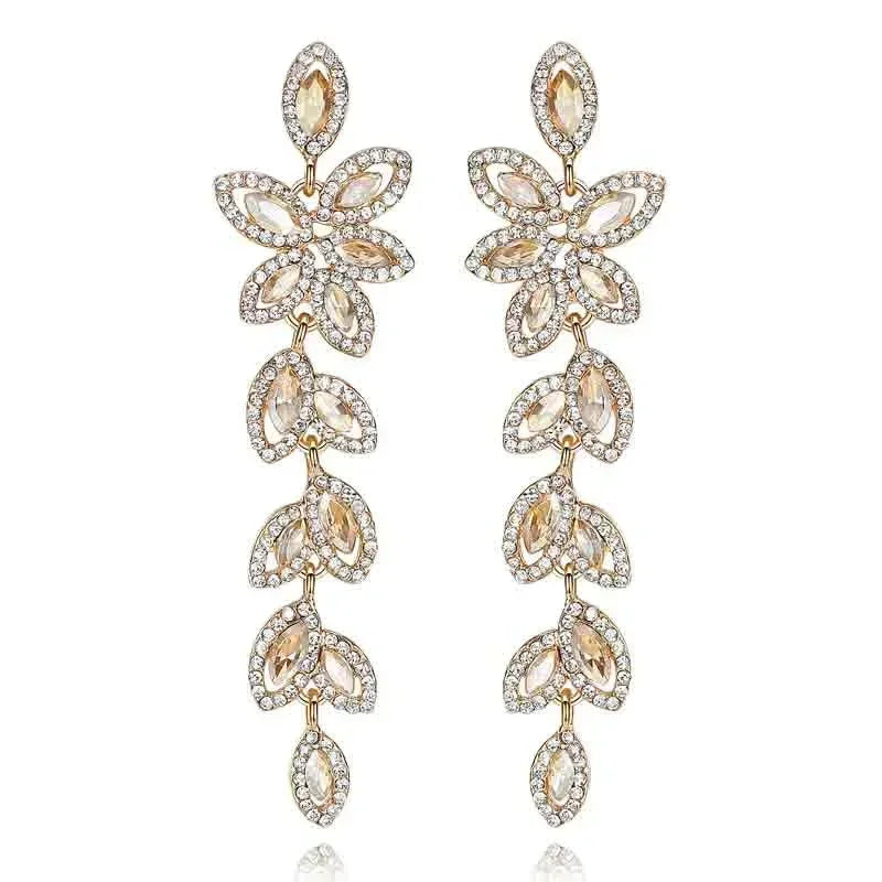 TREAZY Fashion Crystal Wedding Drop Earrings for Women Silver Color Bridal Dangle Earrings Brides Gifts Birthday Party Jewelry