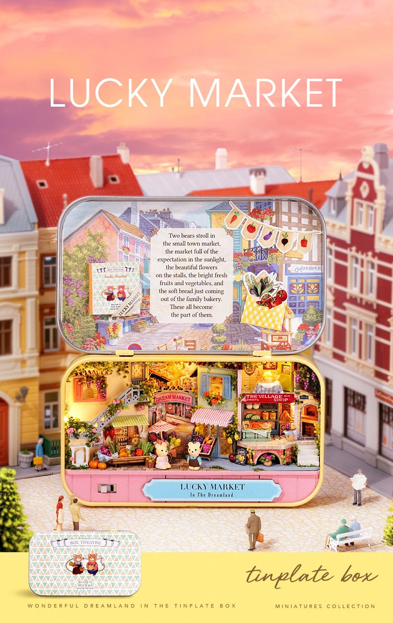 Teatro de caja de casa de muñecas en miniatura