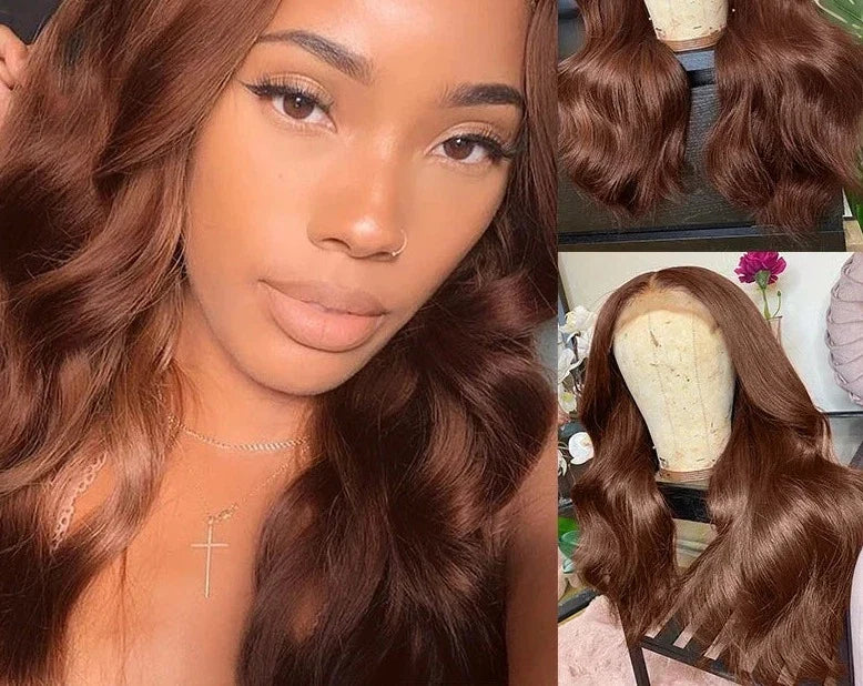 13x4 Lace Front Human Hair Wigs Brazilian 180% Straight Brown Colored Lace Frontal Wigs Remy Wigs For Black Women PrePlucked