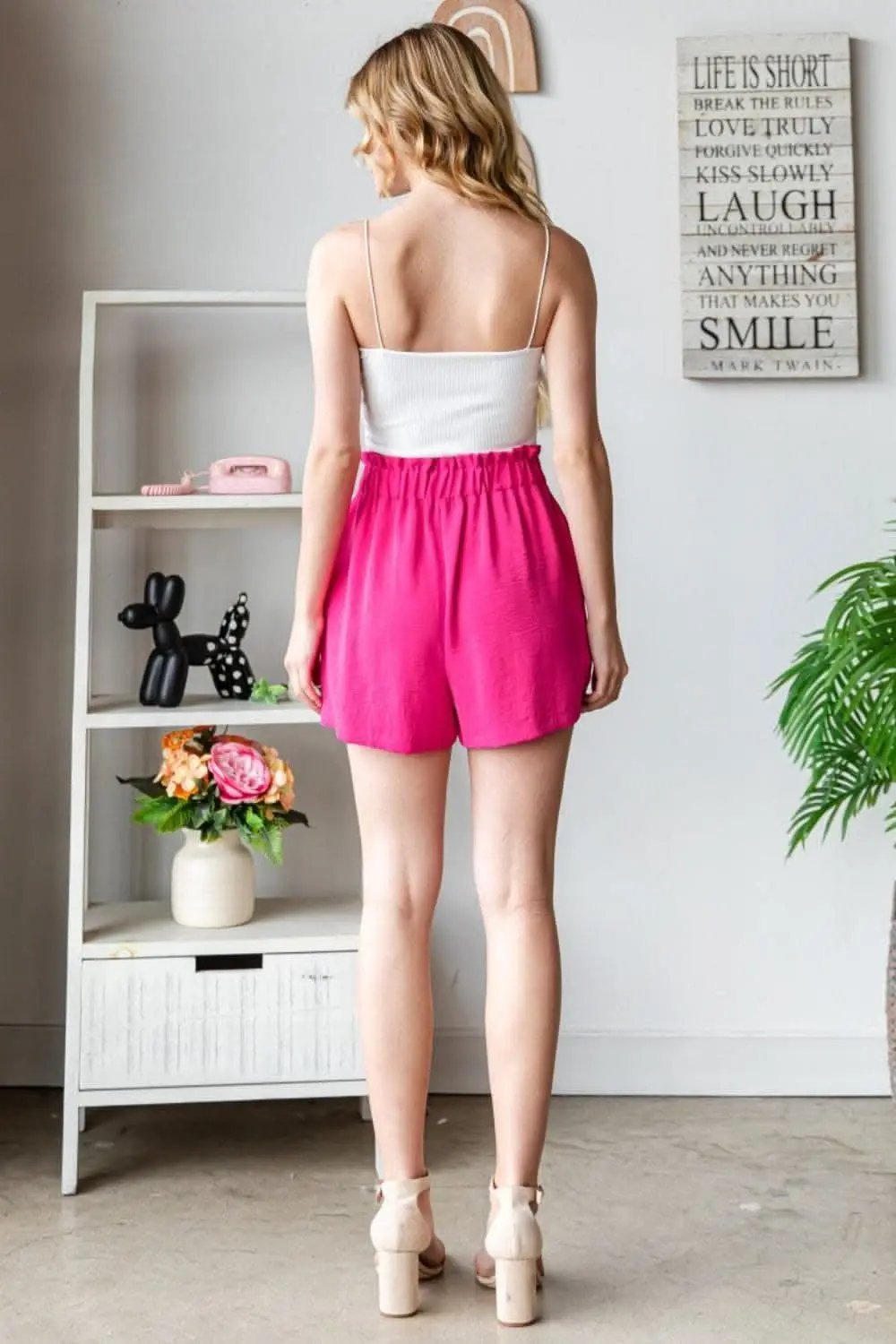 Trendsi High Waist Shorts Women's Casual Summer Shorts - Textured & Tied