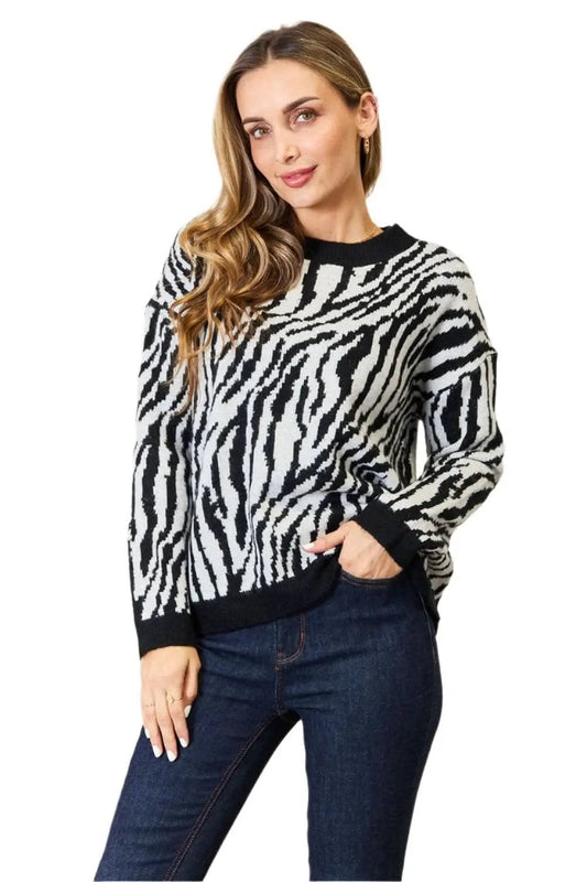 Sweaters Trendsi Heimish Zebra Sweater para mujer, suéter de moda para otoño - Suave y acogedor