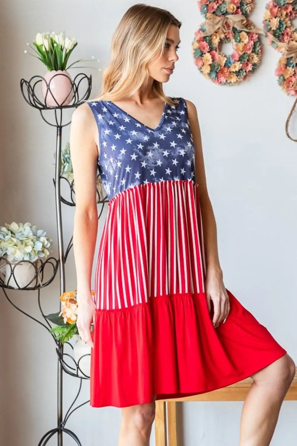 T-Shirts Trendsi Heimish Patriotic Tank Dress for Stylish Celebrati