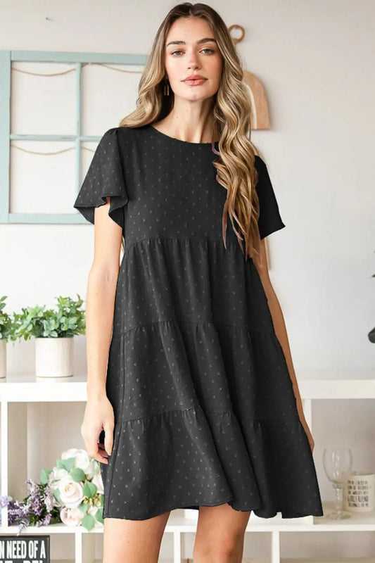 Vestido de manga corta escalonado con lunares suizos Trendsi Heimish para Ef