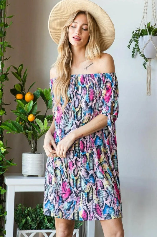 Vestidos Trendsi recién llegados - Minivestido con hombros descubiertos de serpiente de Heimish