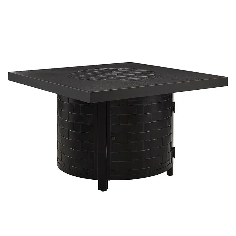 Mesa fogata de gas convertible Henley de 40" redonda de aluminio con diseño de cesta
