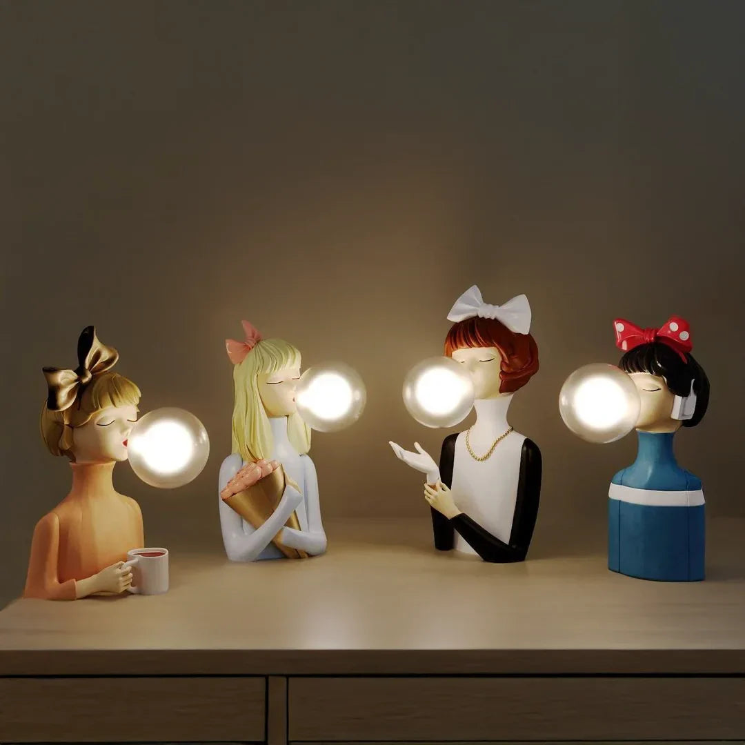 Parisian Bubble Girls Clear Glass LED Table Lamps