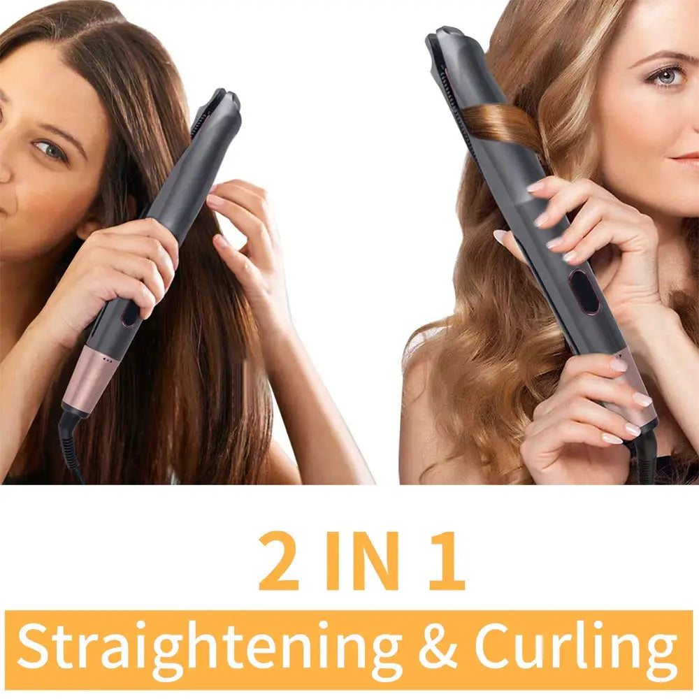 2 in 1 Hair Straightener and Curler Tourmaline Ceramic Twisted Flat