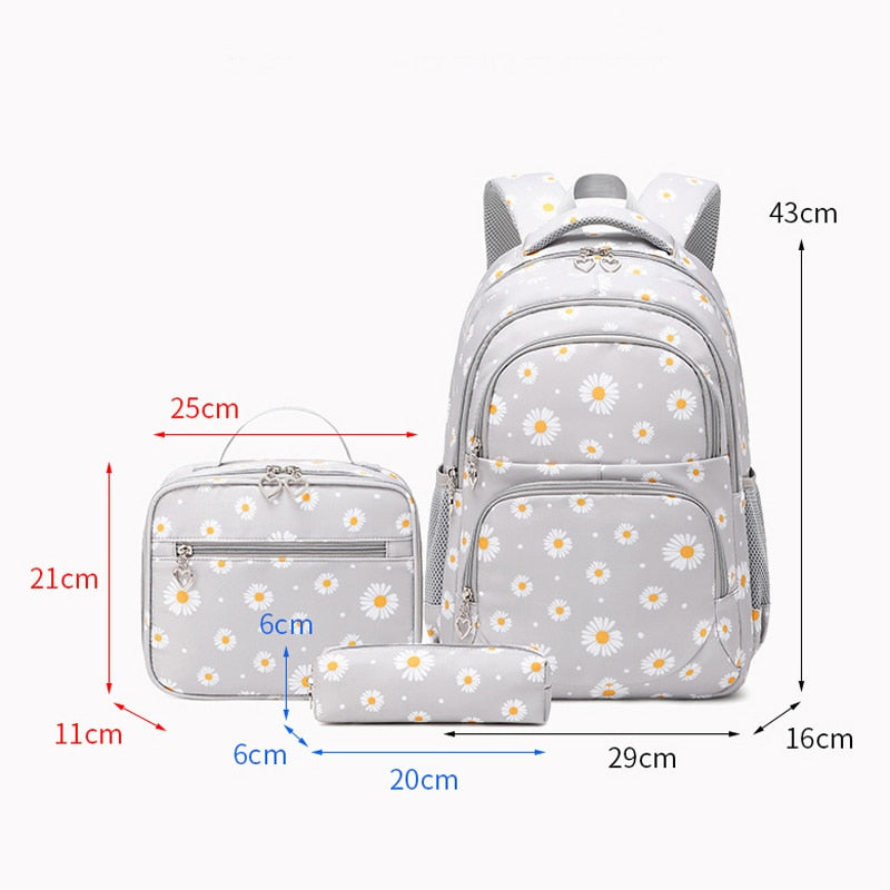 Mochila Escolar de Margarita, 3 Piezas/Set