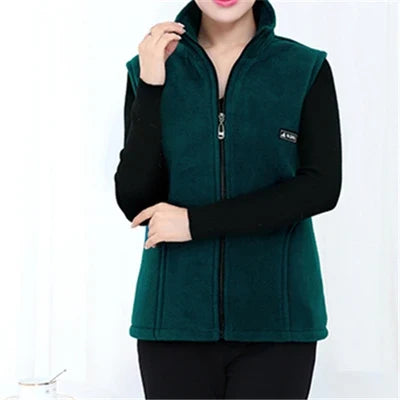 plus Size Women's Polar Fleece Vest Sleeveless Large Zipper Jacket Autumn Fashion Leisure Gilet for Women