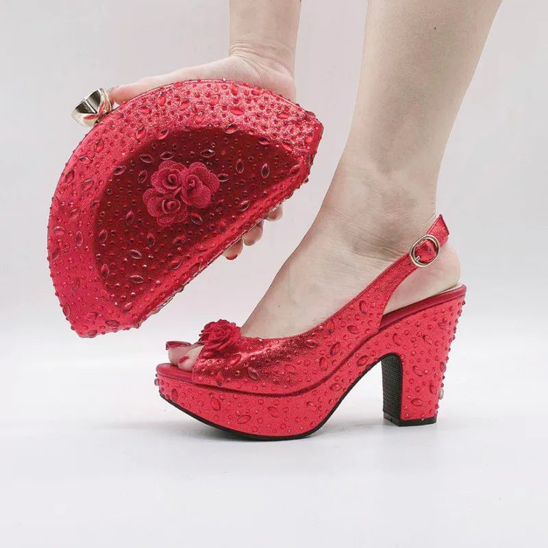 Conjunto de zapatos italianos con bolsos a juego HKV1-8
