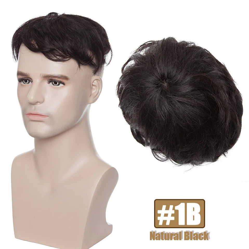 S-noilite 16x19cm 35g Bisopé para hombre Sistema de reemplazo de cabello humano Suplementos capilares Postizo 4 pulgadas Peluca para hombre Extensiones de cabello con clip